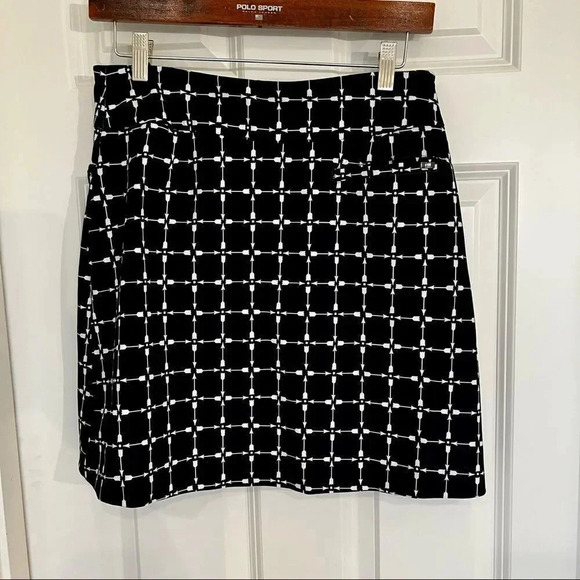 Tail black and white tennis boho arrow square pattern skirt with pockets size 4 - Picture 5 of 11